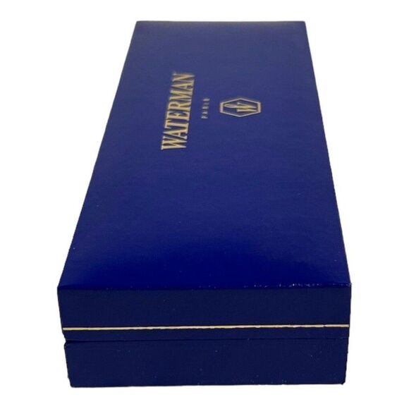 Vintage Waterman Paris Blue Gold Writing EMPTY Box Case White Satin Lining - Picture 5 of 12